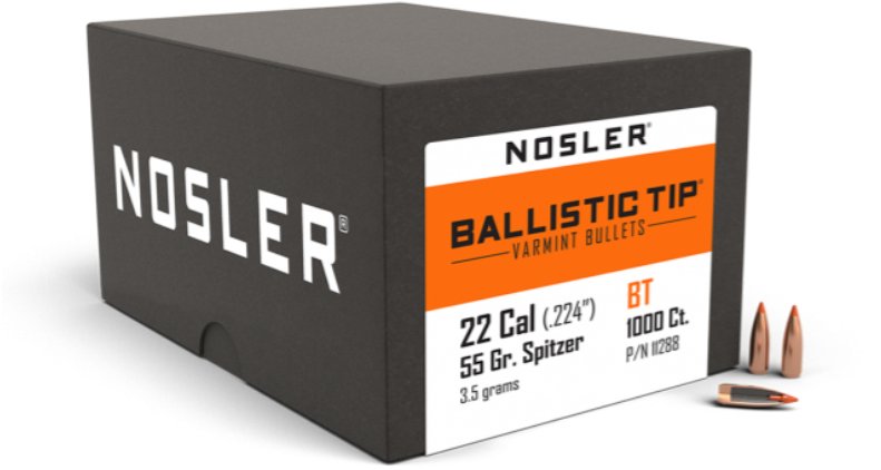 Nosler 22 Caliber 55gr Ballistic Tip Varmint 1000ct 11288 Rifleman